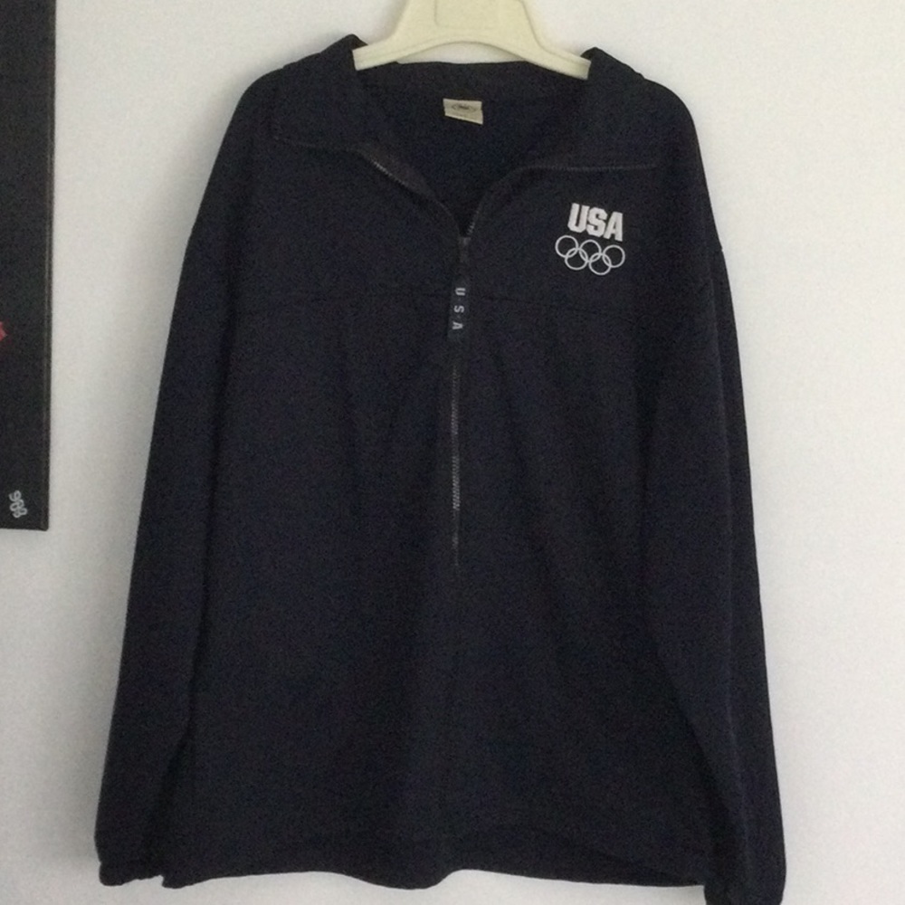 USA Olympic Jacket with zipper front size XL color dark navy blue polyester.#200